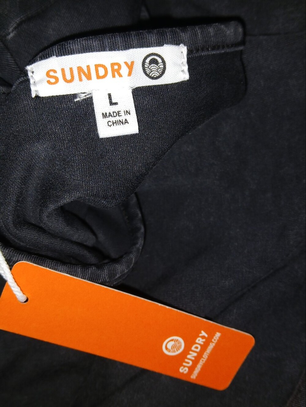 Sundry Short Sleeve Boxy Cropped Tee, Washed Charcoal Black - Picture 5 of 6